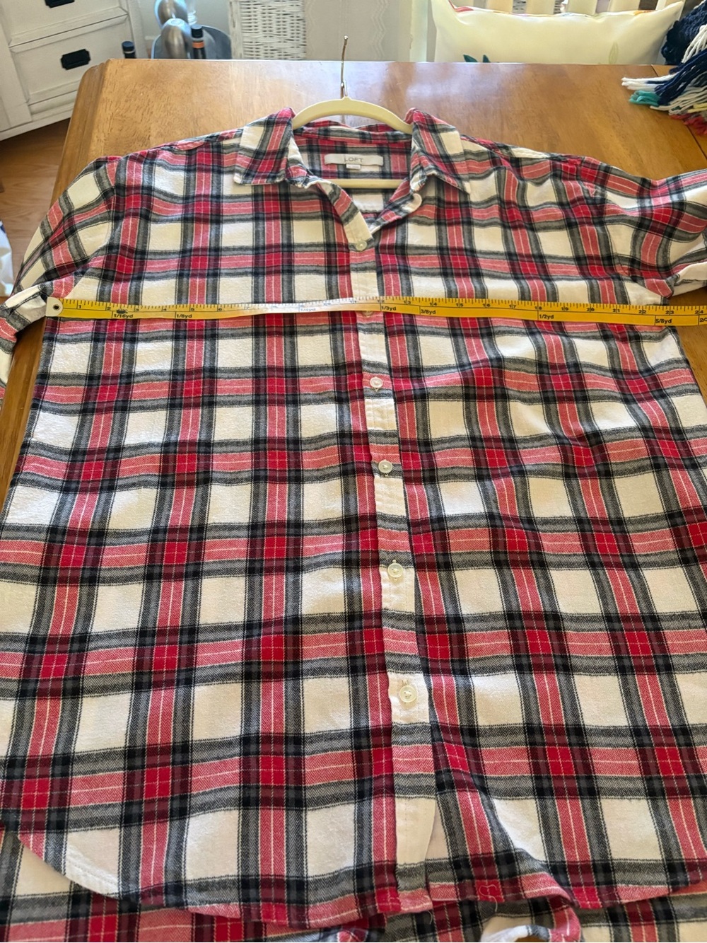 LOFT Red, White and Black Plaid Button-Down Shirt - Picture 7 of 10